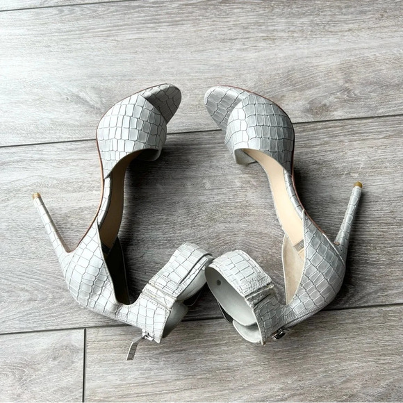 GUESS  by Marciano Silver Croc Print Stiletto Heels All Leather - Picture 12 of 15